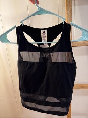 Fabletics Black Mesh-Panel Sports Tank